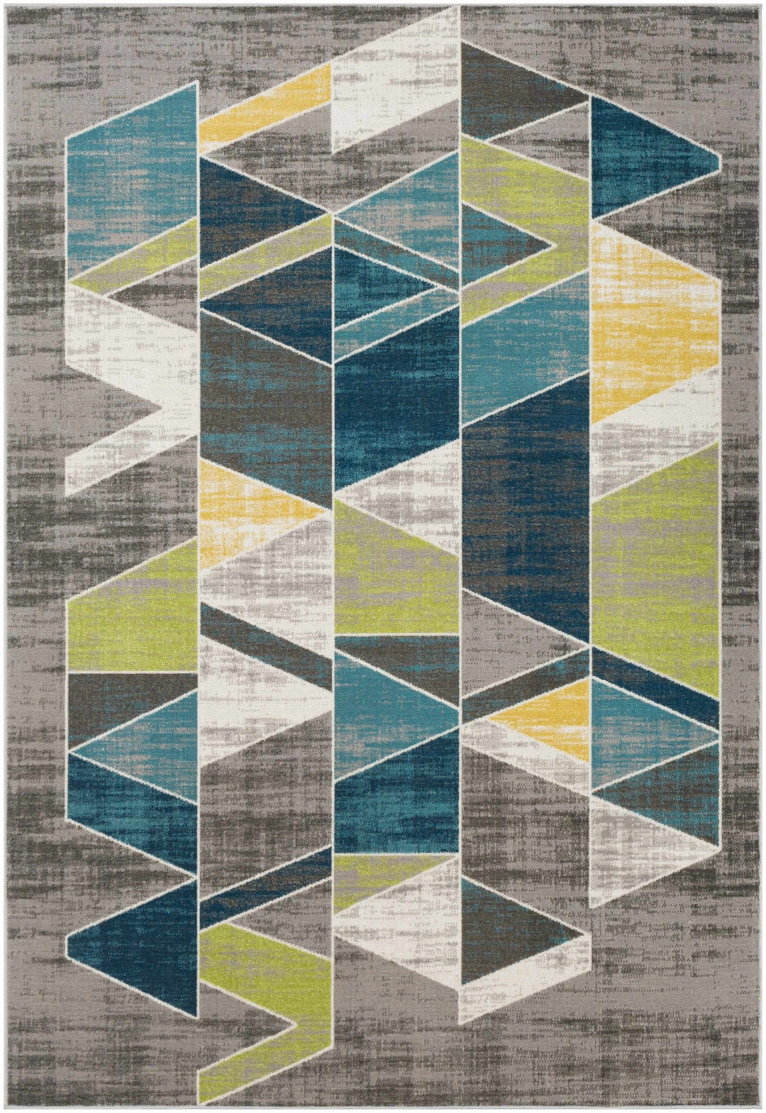 Hessel Modern Geometrical Design Gray And Blue Area Rug - The Rug Decor