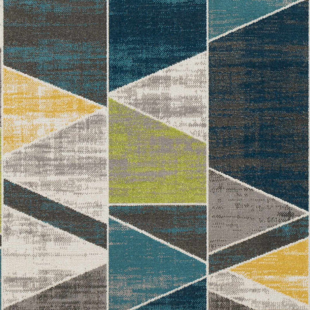 Hessel Modern Geometrical Design Gray And Blue Area Rug - The Rug Decor