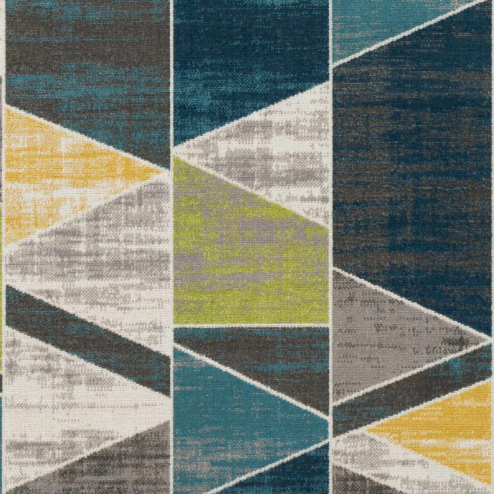 Hessel Modern Geometrical Design Gray And Blue Area Rug - The Rug Decor