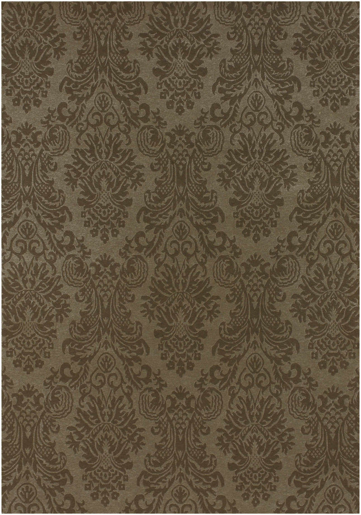 Heywood Brown Traditional Style Hand Knotted Wool Area Rug