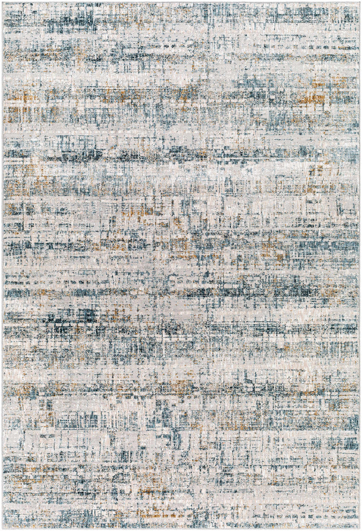 Contemporary Gray And Beige Abstract Machine Woven Rug