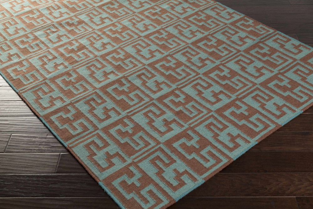 Hiawatha Modern Style Brown And Teal Hand Woven Area Rug - The Rug Decor