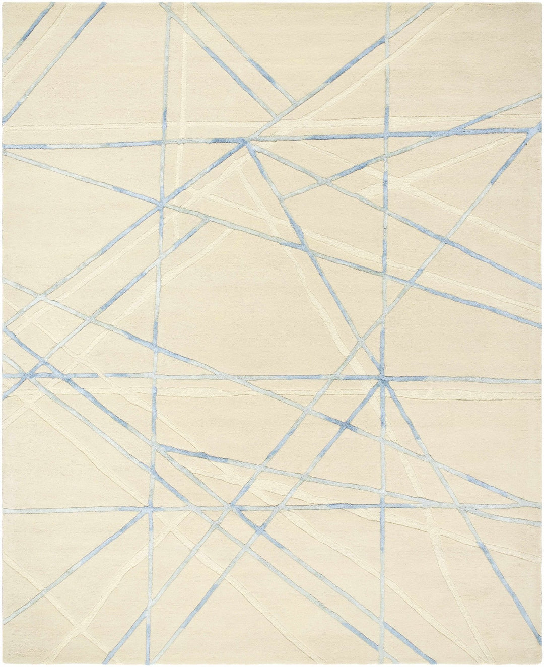 Hiba Modern Style Beige And Blue Hand Tufted Wool Rug - The Rug Decor