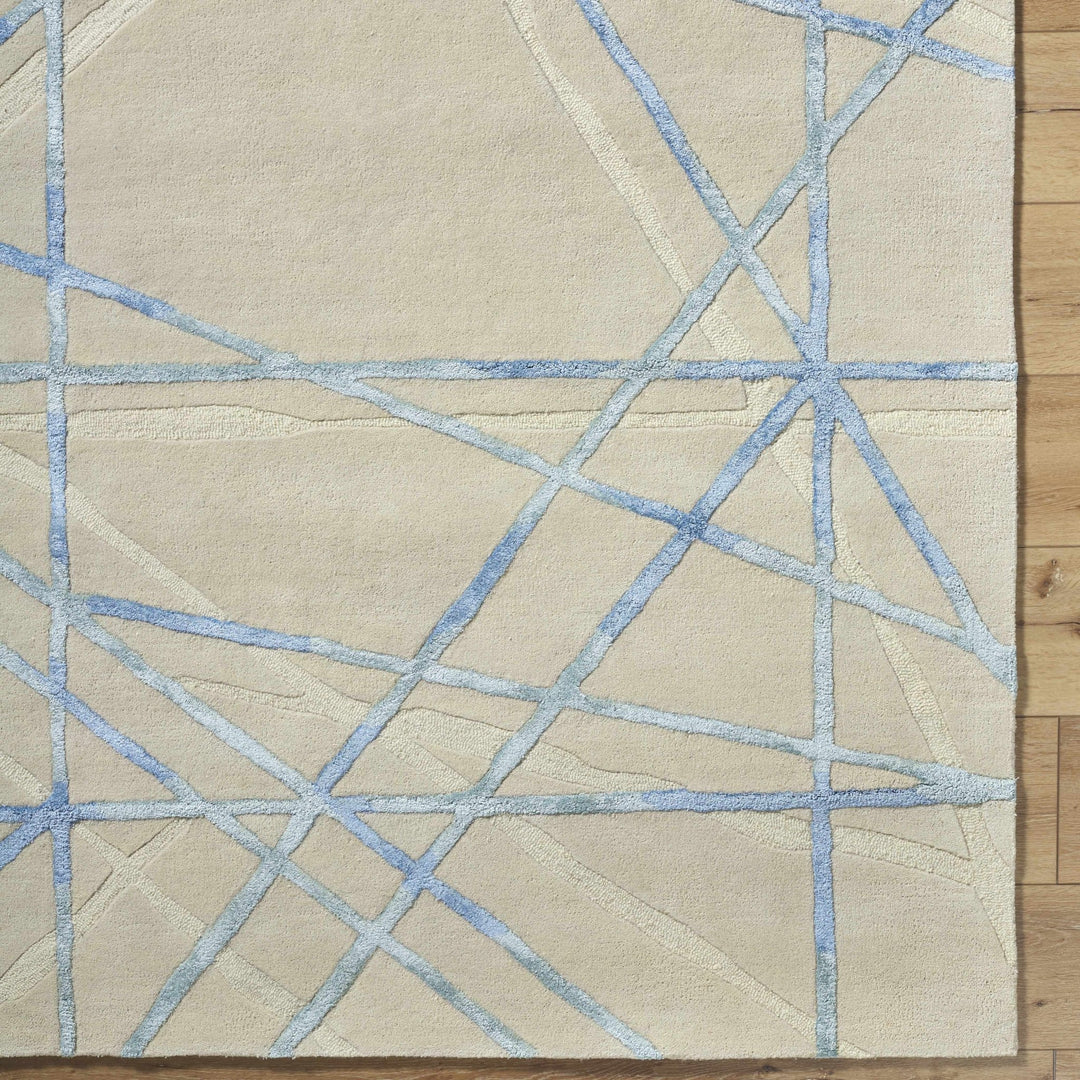 Hiba Modern Style Beige And Blue Hand Tufted Wool Rug - The Rug Decor