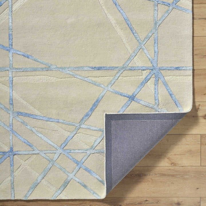 Hiba Modern Style Beige And Blue Hand Tufted Wool Rug - The Rug Decor