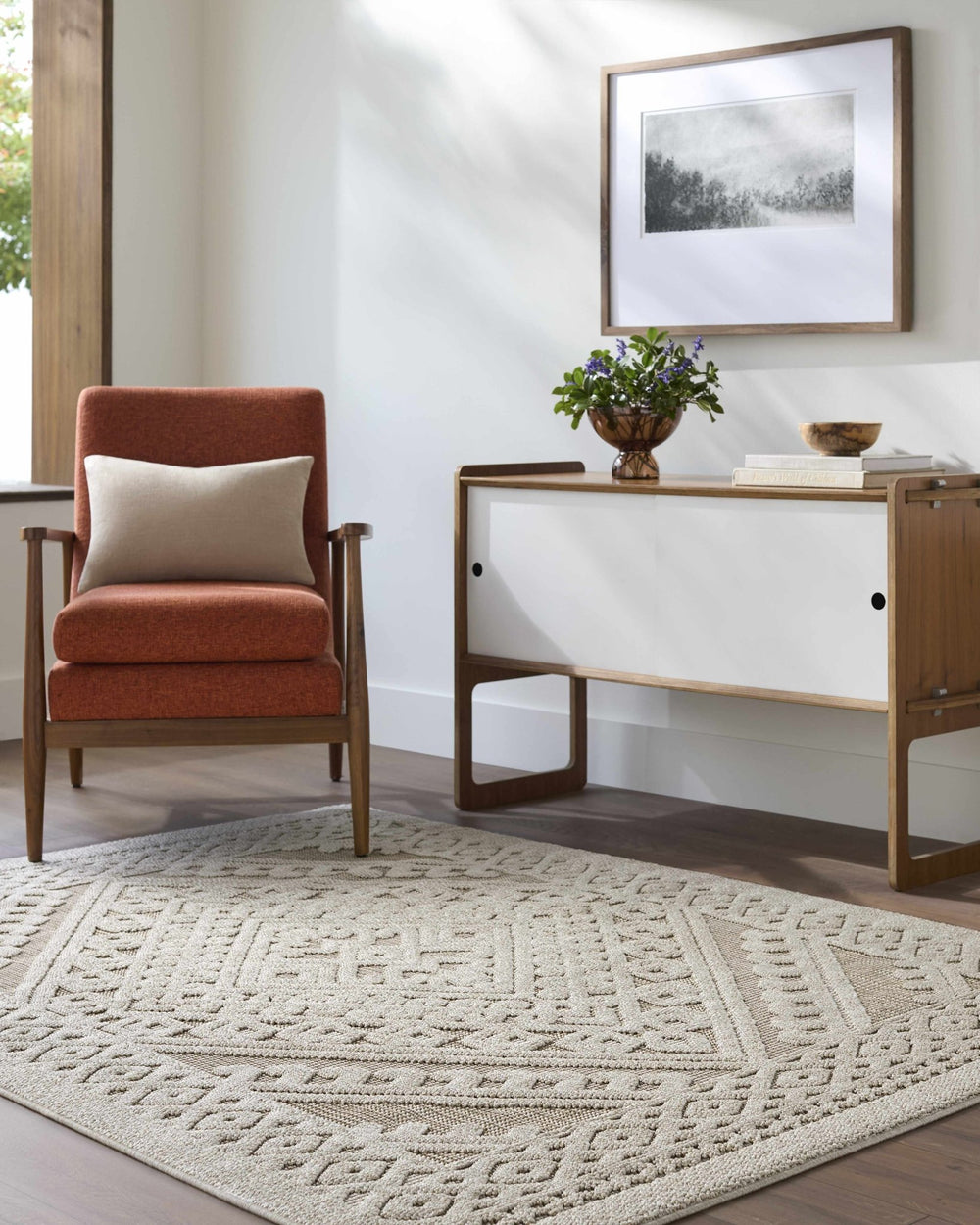 Hibah Beige Traditional Style Outdoor Area Rug - The Rug Decor