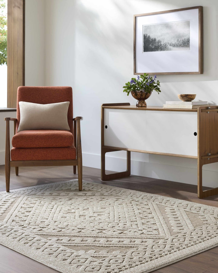 Hibah Beige Traditional Style Outdoor Area Rug - The Rug Decor