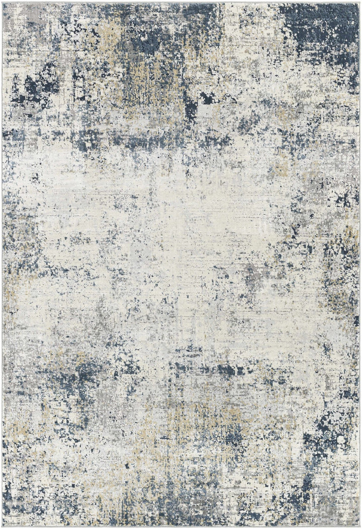 Higden Ivory And Blue Modern Abstract Design Area Rug - The Rug Decor