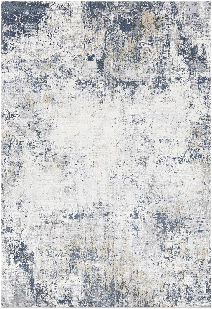 Higden Ivory And Blue Modern Abstract Design Area Rug - The Rug Decor