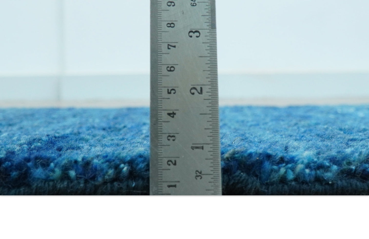 High Pile Blue Hand knotted Contemporary Custom Made Solid Afghan wool Area Rug - The Rug Decor