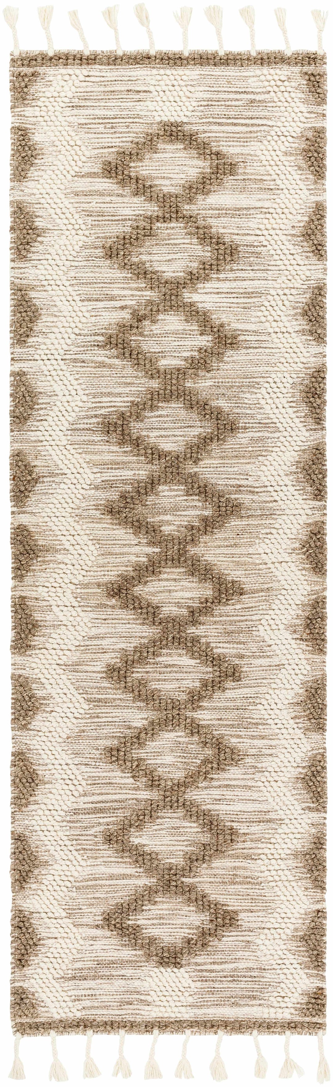 Highpoint Bohemian Style Ivory And Brown Hand Woven Wool Area Rug