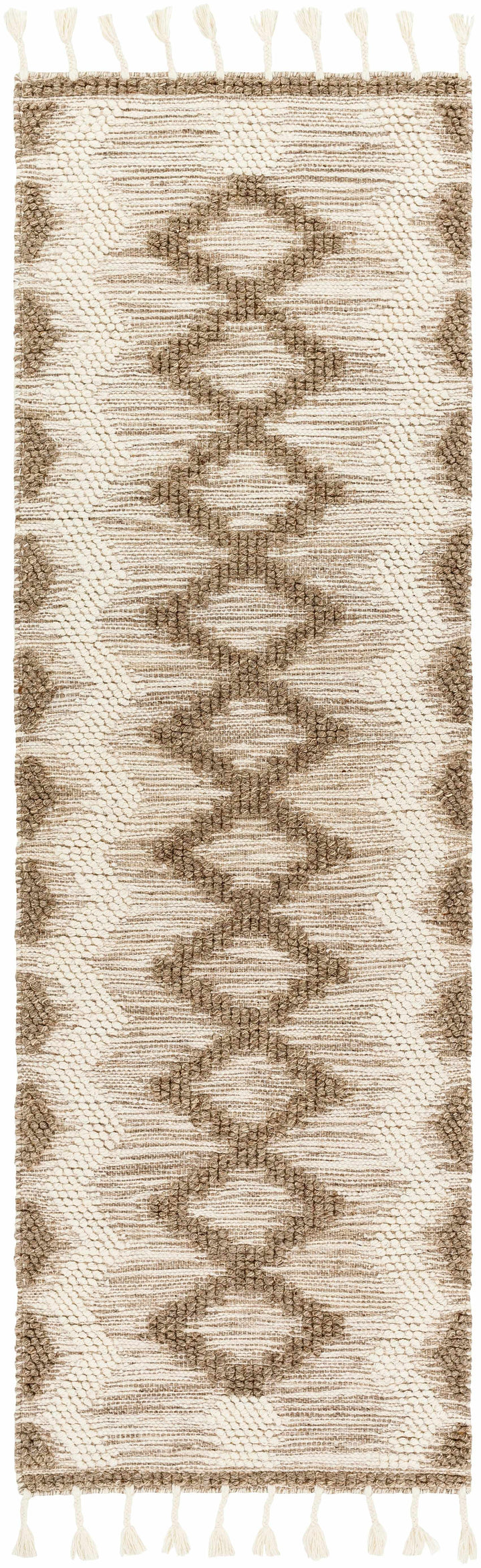 Highpoint Bohemian Style Ivory And Brown Hand Woven Wool Area Rug