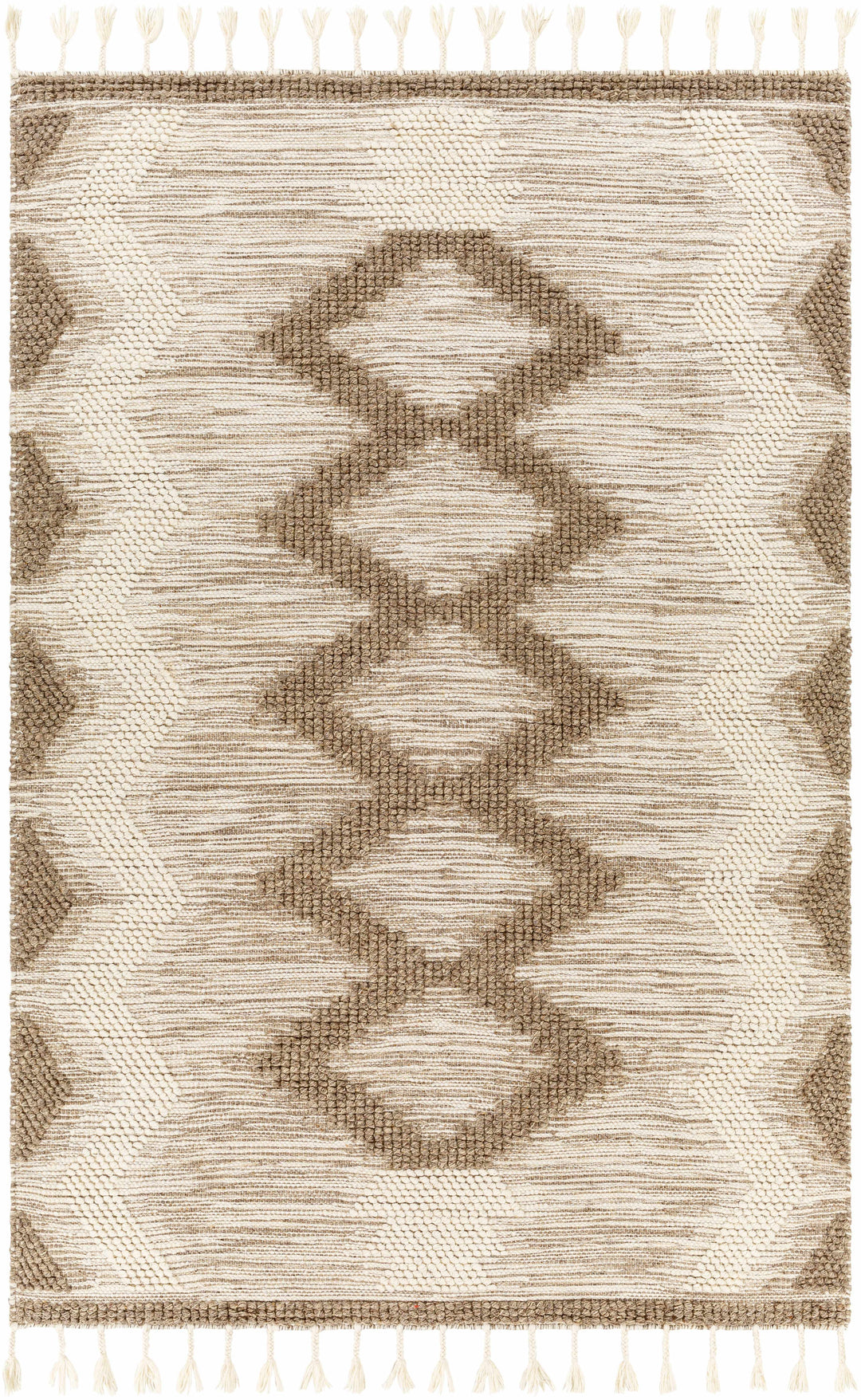 Highpoint Bohemian Style Ivory And Brown Hand Woven Wool Area Rug