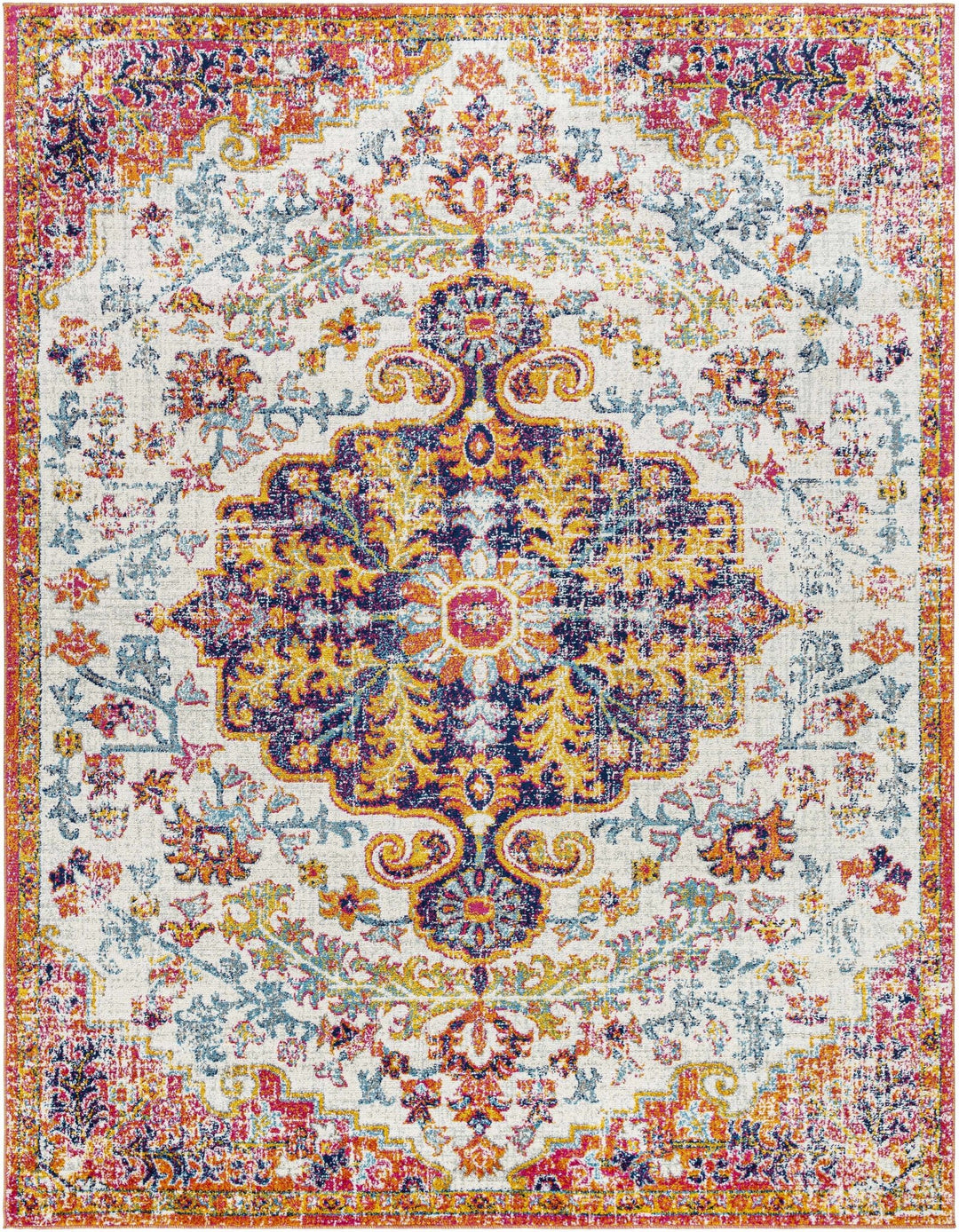 Hillsby Traditional Style Ivory And Orange Area Rug - The Rug Decor