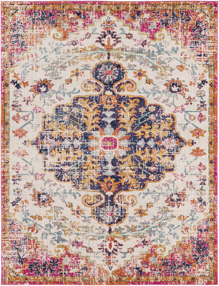 Hillsby Traditional Style Ivory And Orange Area Rug - The Rug Decor