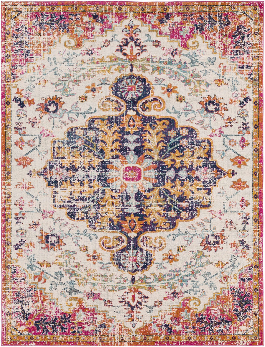 Hillsby Traditional Style Ivory And Orange Area Rug - The Rug Decor
