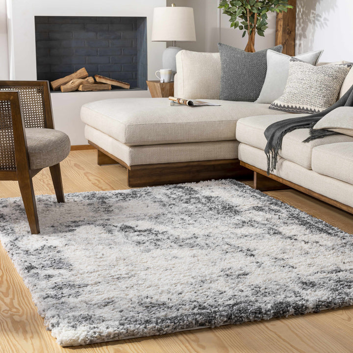 Hilotongan Modern Abstract Design Ivory And Gray Area Rug