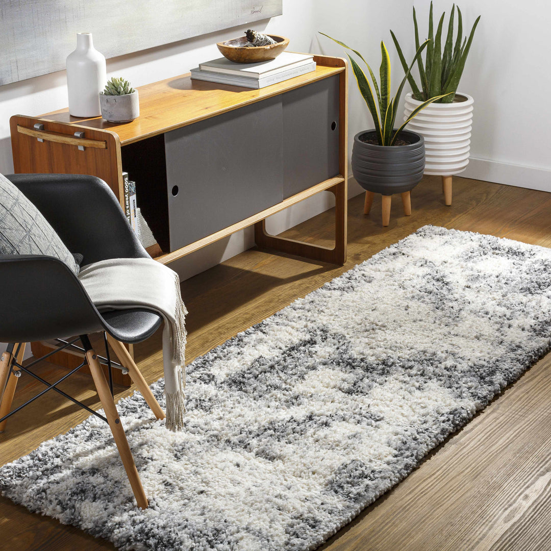 Hilotongan Modern Abstract Design Ivory And Gray Area Rug