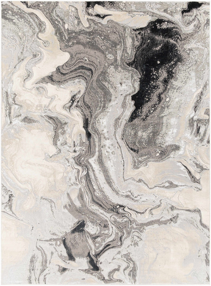 Hinatuan Modern Abstract Design Ivory And Charcoal Area Rug - The Rug Decor