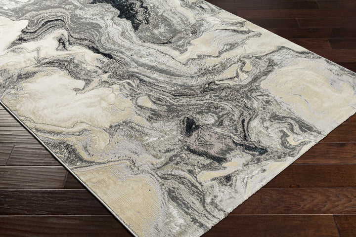 Hinatuan Modern Abstract Design Ivory And Charcoal Area Rug - The Rug Decor