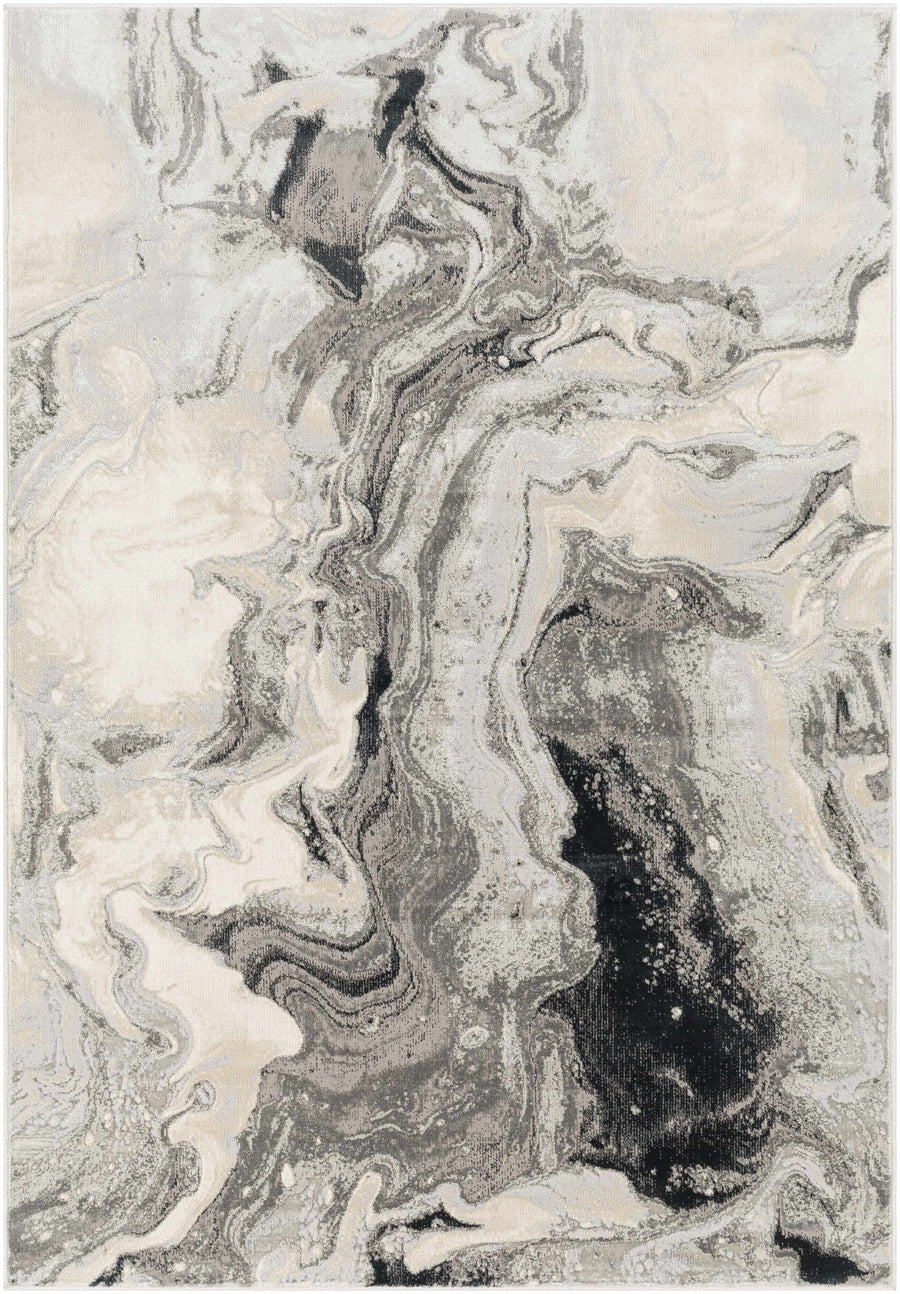 Hinatuan Modern Abstract Design Ivory And Charcoal Area Rug - The Rug Decor