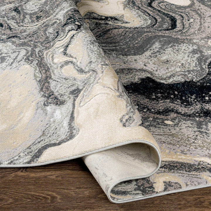 Hinatuan Modern Abstract Design Ivory And Charcoal Area Rug - The Rug Decor