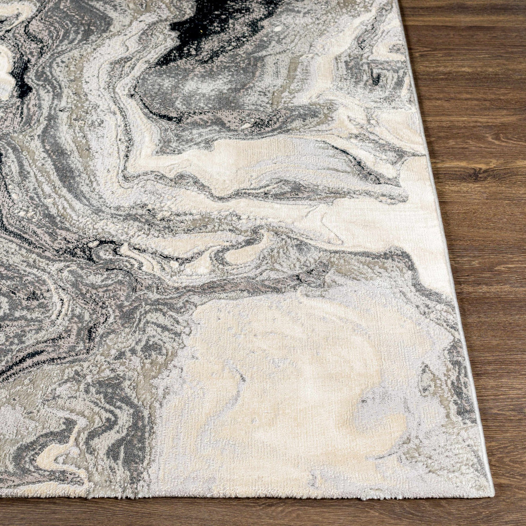 Hinatuan Modern Abstract Design Ivory And Charcoal Area Rug - The Rug Decor