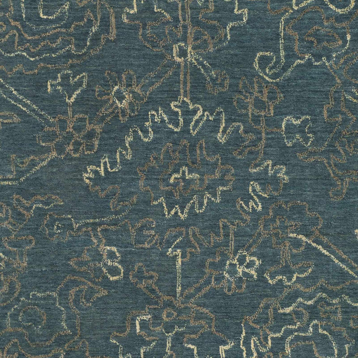 Hinkle Teal Traditional Style Hand Knotted Wool Area Rug - The Rug Decor