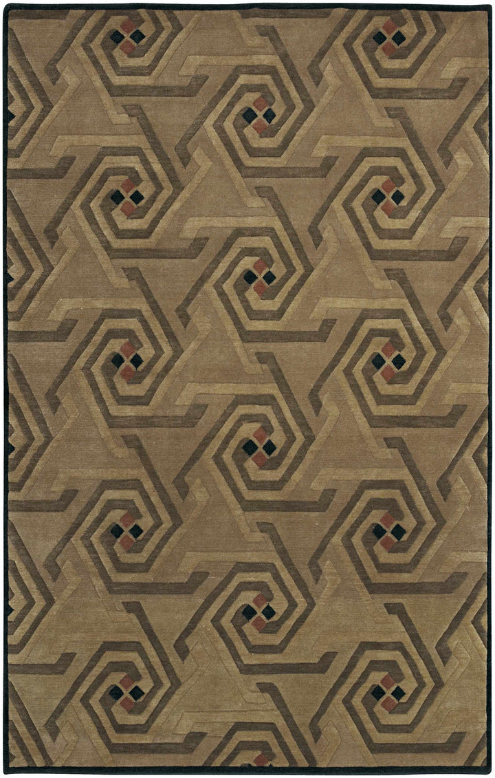Hisle Modern Style Brown And Beige Hand Knotted Area Rug
