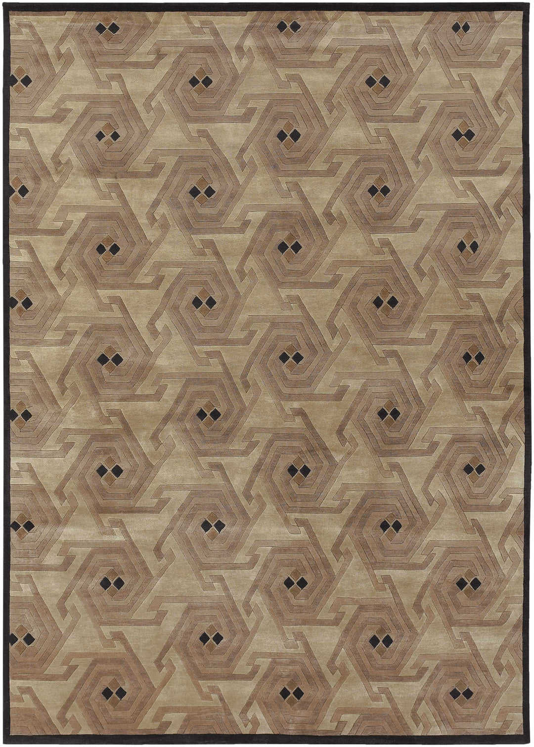 Hisle Modern Style Brown And Beige Hand Knotted Area Rug