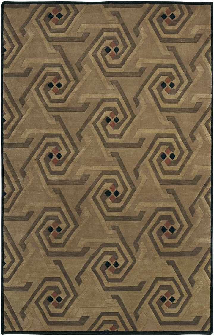 Hisle Modern Style Brown And Beige Hand Knotted Area Rug - The Rug Decor