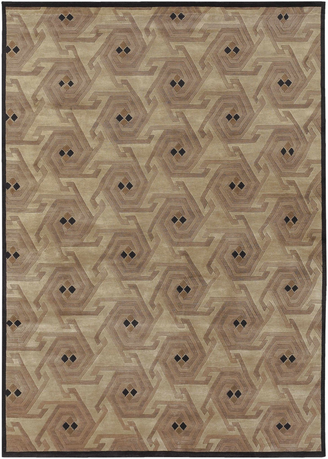 Hisle Modern Style Brown And Beige Hand Knotted Area Rug - The Rug Decor