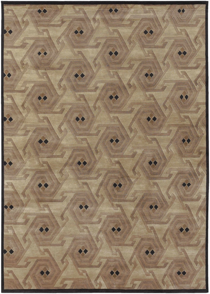 Hisle Modern Style Brown And Beige Hand Knotted Area Rug - The Rug Decor