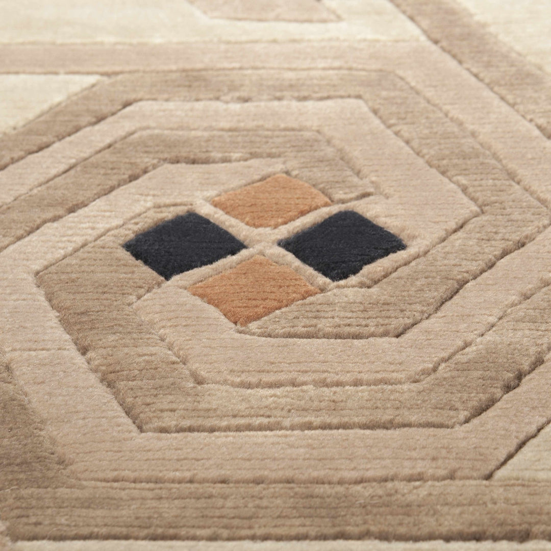 Hisle Modern Style Brown And Beige Hand Knotted Area Rug - The Rug Decor