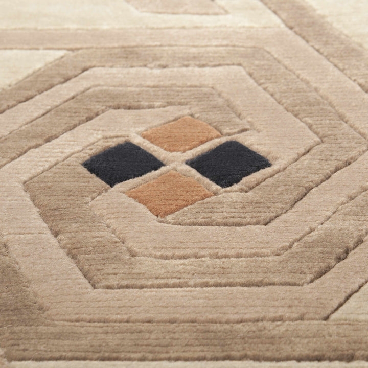 Hisle Modern Style Brown And Beige Hand Knotted Area Rug - The Rug Decor