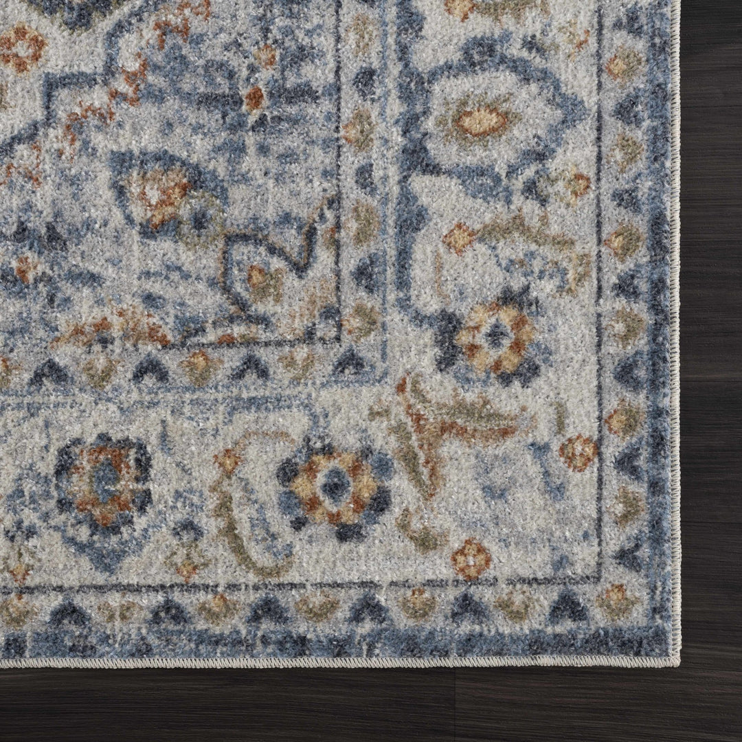 Hiti Traditional Medallion Design Blue & Cream Washable Rug - The Rug Decor