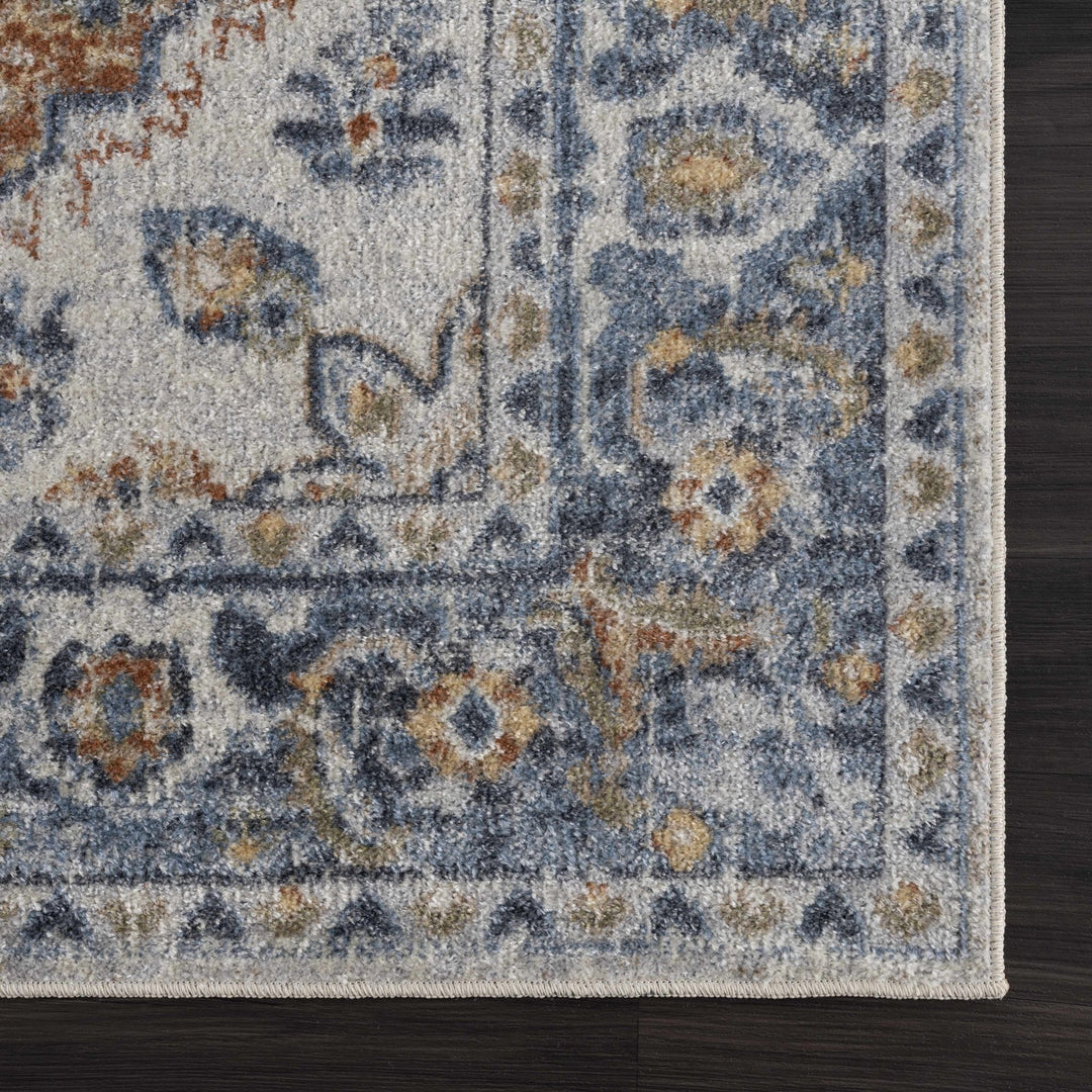 Hiti Traditional Style Turkish Design Rust and blue Rug - The Rug Decor
