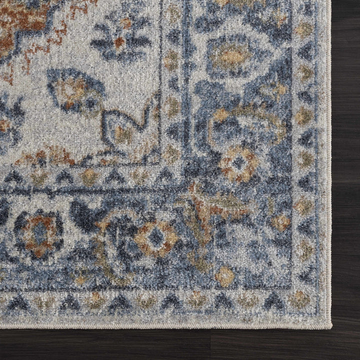 Hiti Traditional Style Turkish Design Rust and blue Rug - The Rug Decor