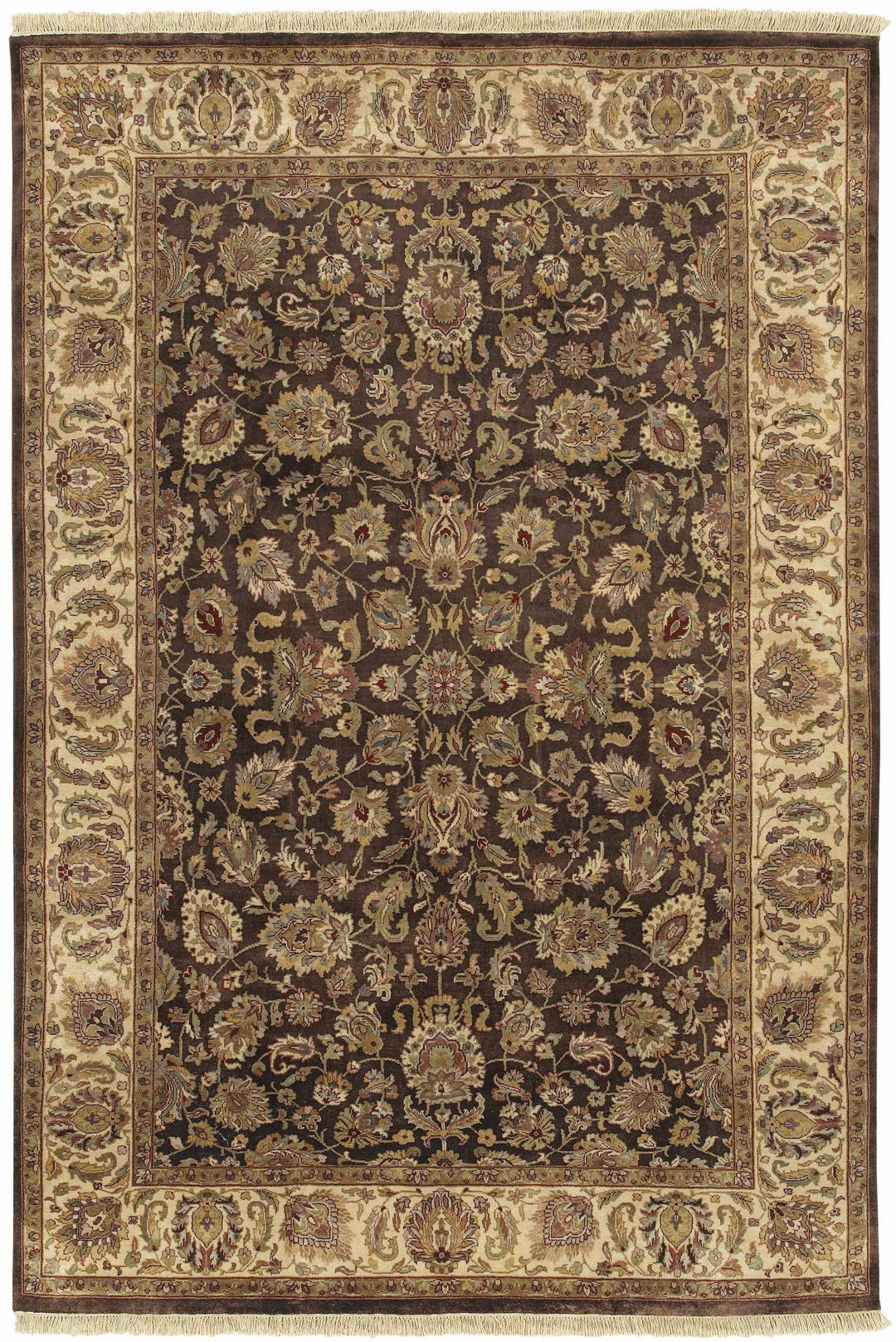 Hillisburg Traditional Style Brown Hand Knotted Wool Area Rug