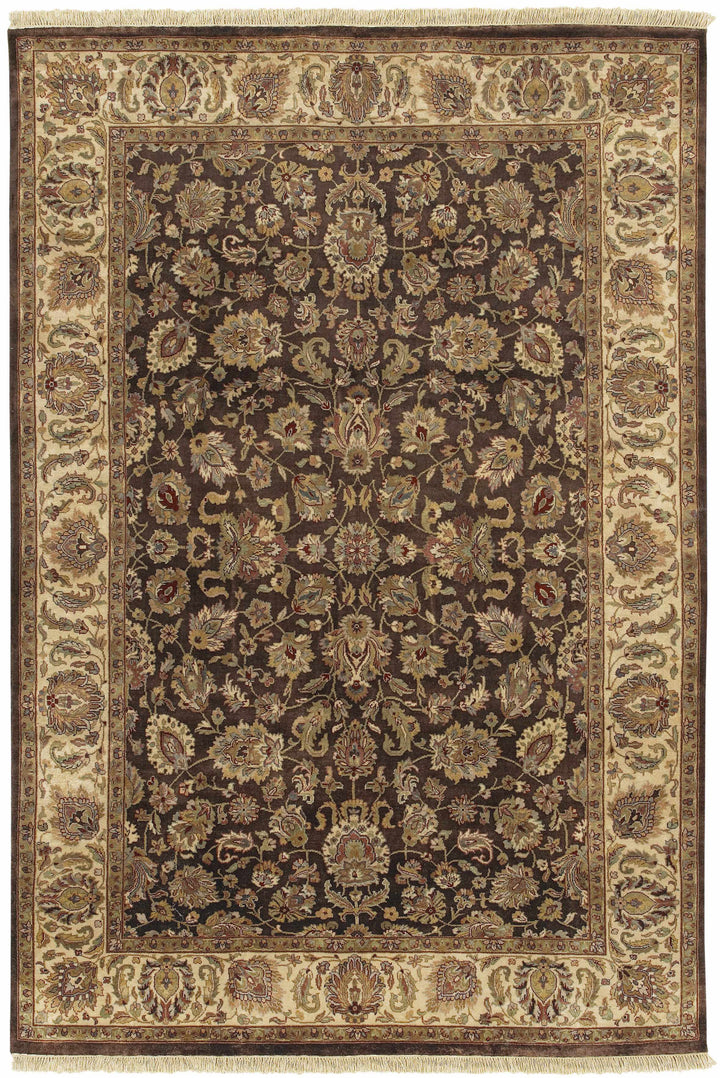 Hillisburg Traditional Style Brown Hand Knotted Wool Area Rug