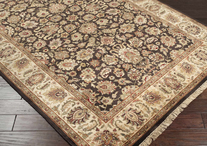 Hillisburg Traditional Style Brown Hand Knotted Wool Area Rug