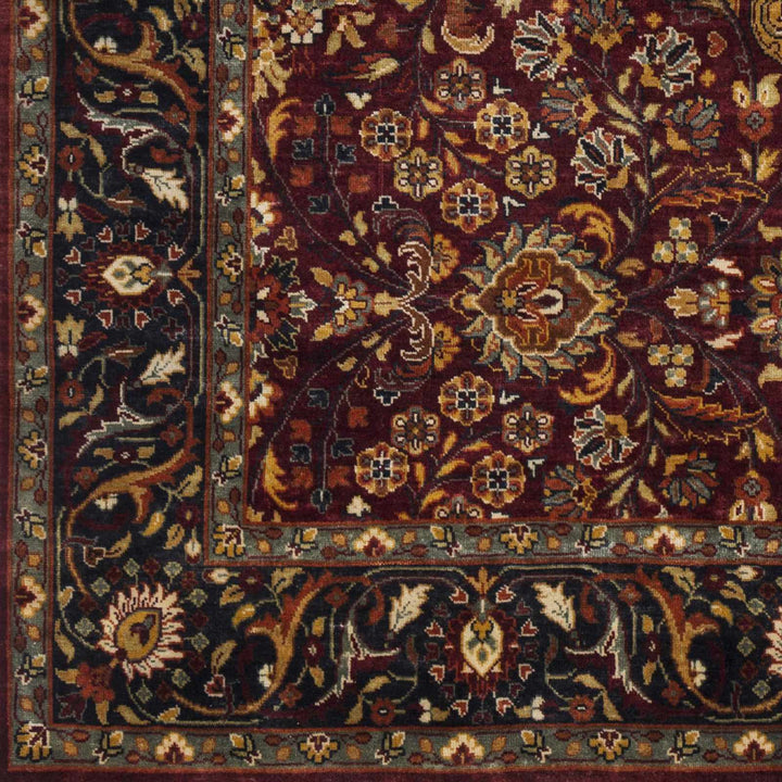 Hall Maroon And Black Traditional Style Hand Knotted Area Rug