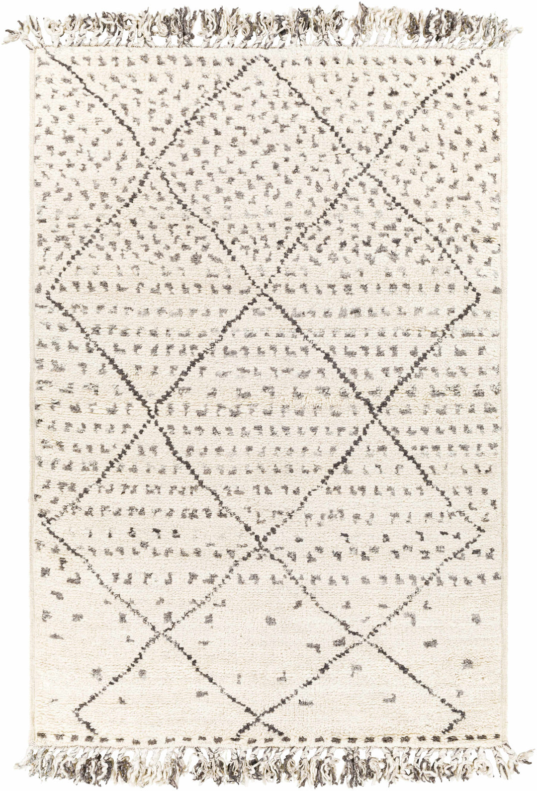 Halling Ivory And Gray Modern Geometrical Hand Knotted Area Rug