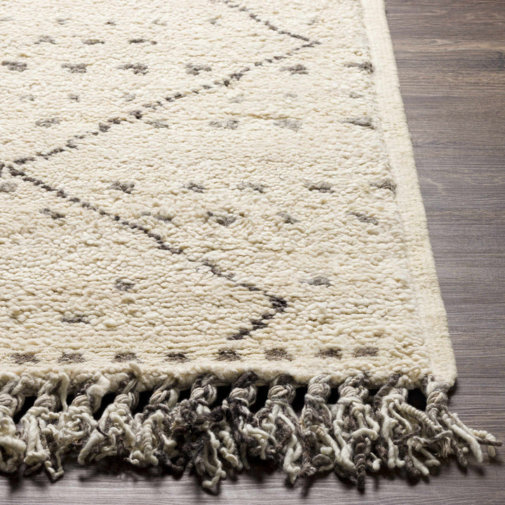 Halling Ivory And Gray Modern Geometrical Hand Knotted Area Rug