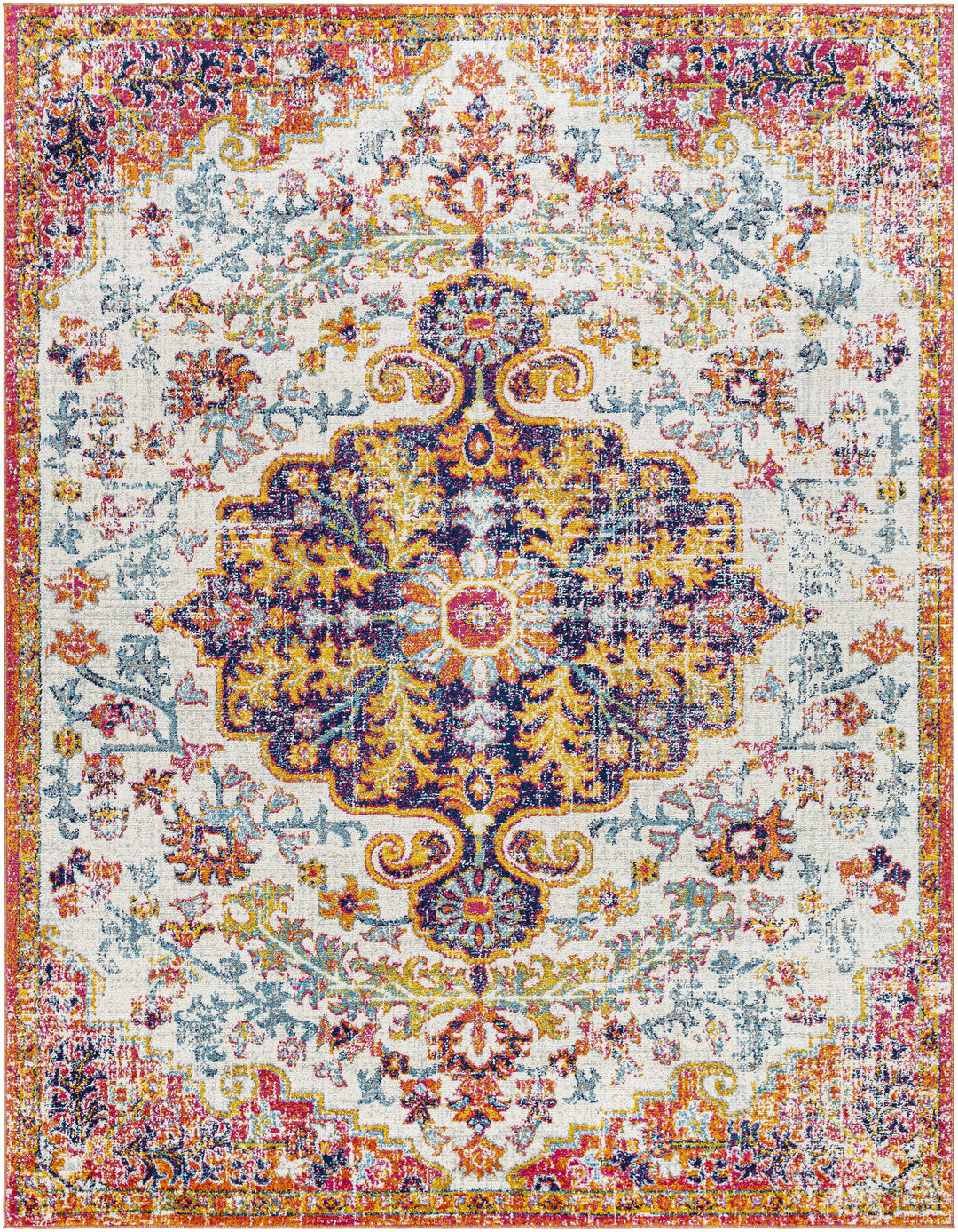 Hillsby Traditional Style Ivory And Orange Area Rug