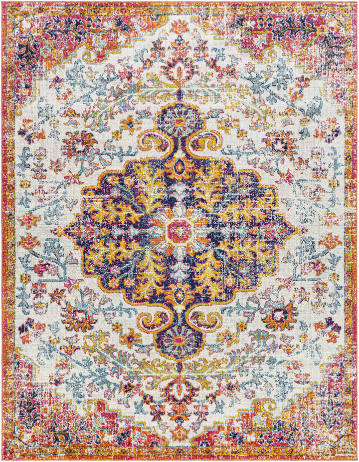 Hillsby Traditional Style Ivory And Orange Area Rug