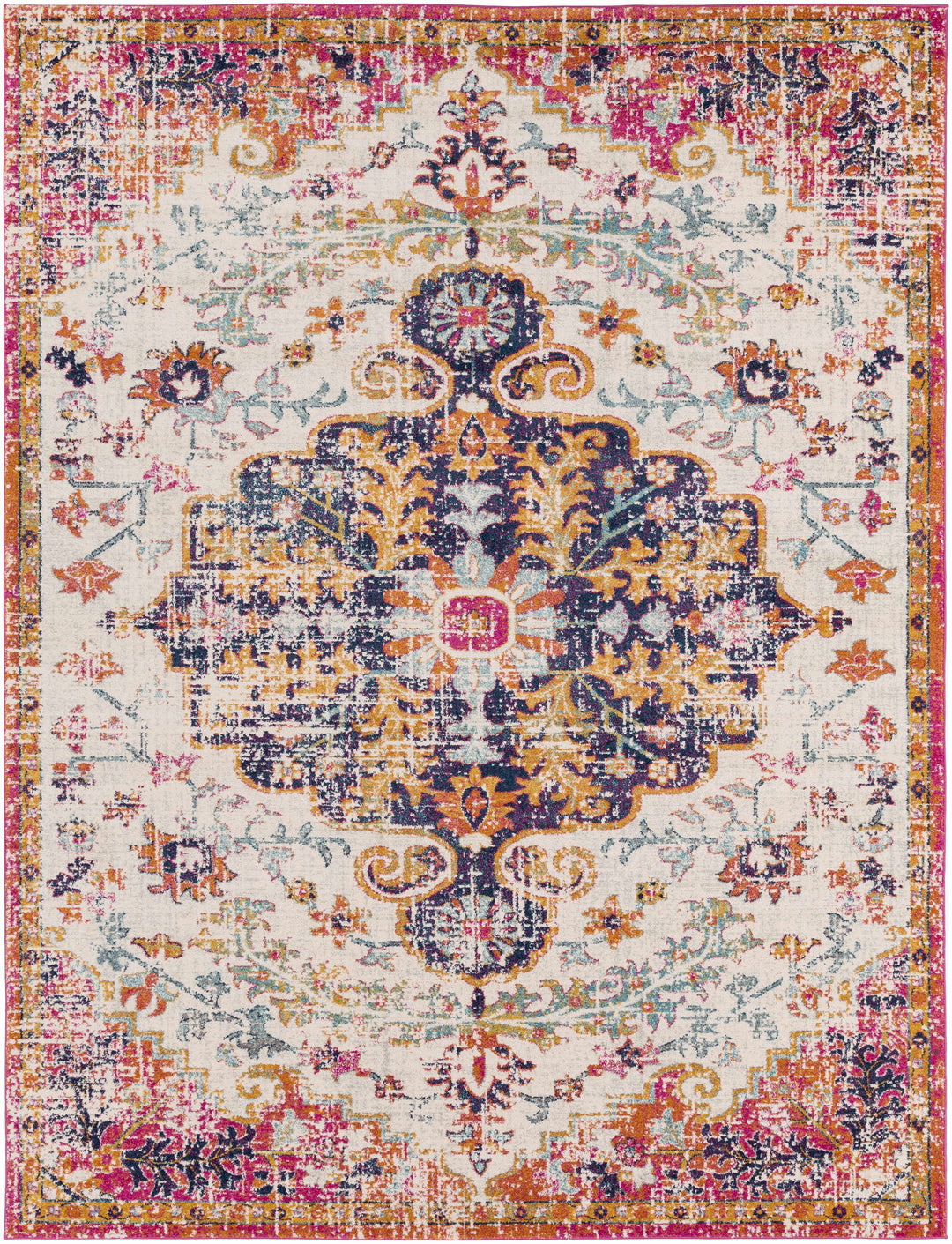 Hillsby Traditional Style Ivory And Orange Area Rug