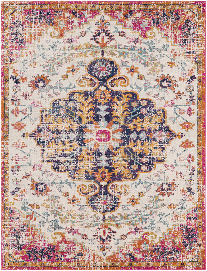 Hillsby Traditional Style Ivory And Orange Area Rug
