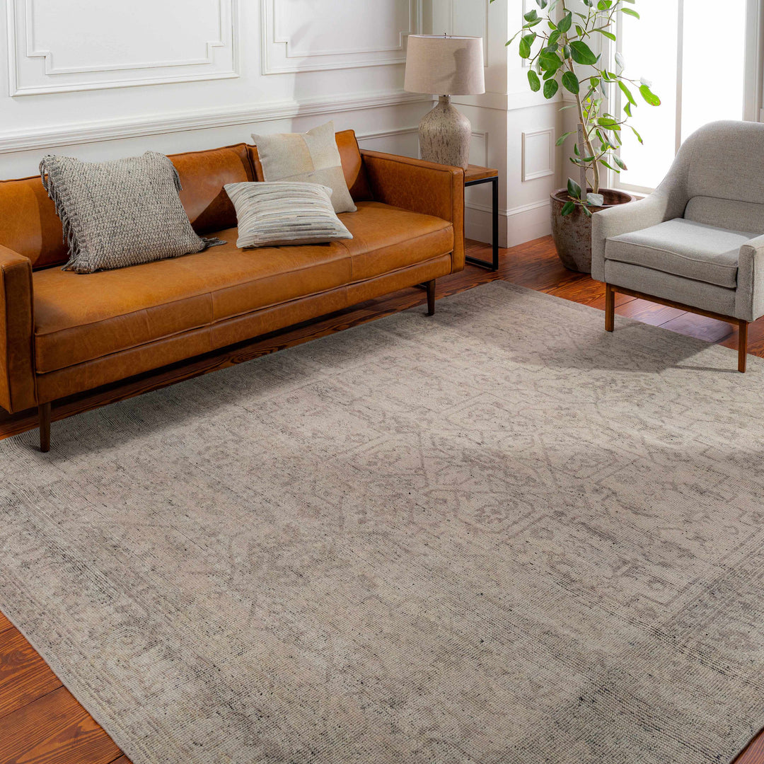 Hollym Taupe Traditional Style Hand Knotted Area Rug