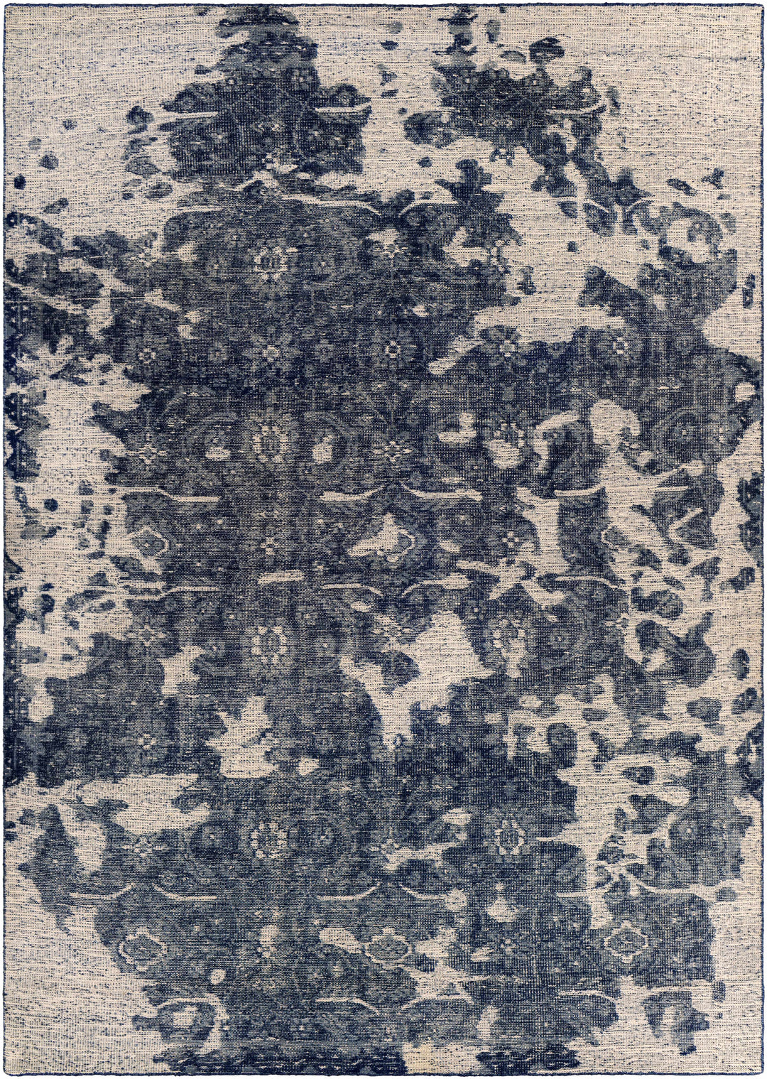 Holmes Modern Style Blue And Ivory Hand Knotted Wool Area Rug
